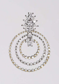 Grey And Gold Plated Earrings With Stones In Concentric Circles And Floral Pattern Online - Kalki Fashion
