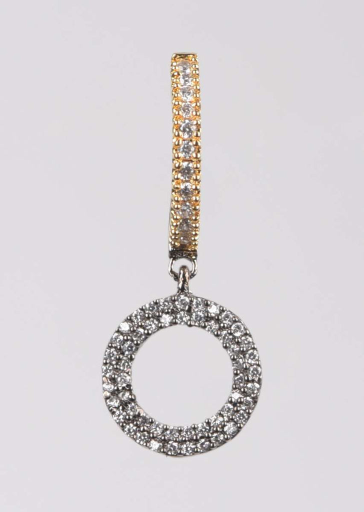 Grey And Gold Plated Hoop Earrings With Stones And Dangling Round Motif Online - Kalki Fashion