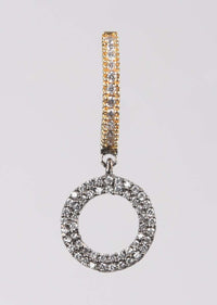 Grey And Gold Plated Hoop Earrings With Stones And Dangling Round Motif Online - Kalki Fashion