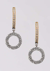 Grey And Gold Plated Hoop Earrings With Stones And Dangling Round Motif Online - Kalki Fashion