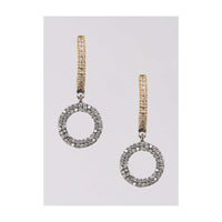 Grey And Gold Plated Hoop Earrings With Stones And Dangling Round Motif Online - Kalki Fashion