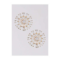 Grey And Gold Plated Studs With Crystals In A Floral Pattern Online - Kalki Fashion