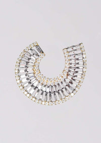 Grey And Gold Plated Studs With Stones And Bugle Beads In Crescent Shape Online - Kalki Fashion