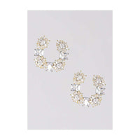 Grey And Gold Studs With Bugle Beads And Crystals In Geometric And Floral Motifs In Crescent Shape Online - Kalki Fashion