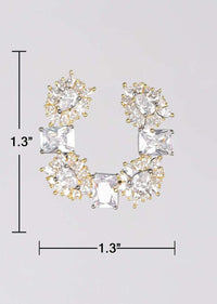 Grey And Gold Studs With Bugle Beads And Crystals In Geometric And Floral Motifs In Crescent Shape Online - Kalki Fashion