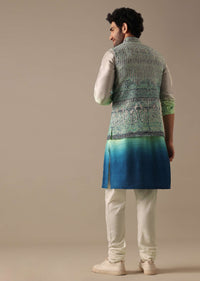 Grey Bundi & Kurta Set In Silk