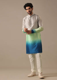 Grey Bundi & Kurta Set In Silk