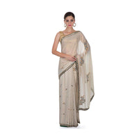 Grey Foil Georgette Saree Featuring Sequins and Beads Only on Kalki