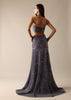 Grey Halter Neck Gown with Draped Detail