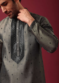 Grey Kurta Set In Silk