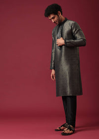 Grey Kurta Set In Silk