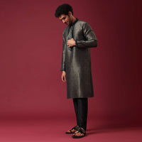 Grey Kurta Set In Silk