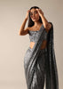 Grey Pleated Saree with A Corset Off-Shoulder Blouse