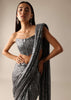 Grey Pleated Saree with A Corset Off-Shoulder Blouse