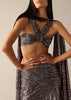 Grey Shimmer Tube Top with Fishcut Ruched Skirt