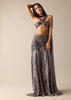 Grey Shimmer Tube Top with Fishcut Ruched Skirt