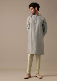 Grey Silk Kurta & Bundi Set