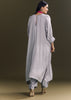 Grey Solid Kurta Pant Set With Pink Beaded Neckpiece