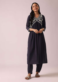 Grey Chiffon Anarkali And Pant Set