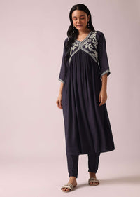 Grey Chiffon Anarkali And Pant Set