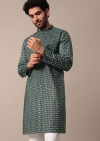 Grey Cotton Jaipur Print Kurta Set