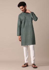 Grey Cotton Jaipur Print Kurta Set