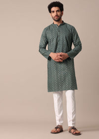 Grey Cotton Jaipur Print Kurta Set