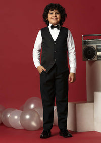 Grey Cutwork Embroidery Festive Tuxedo For Boys