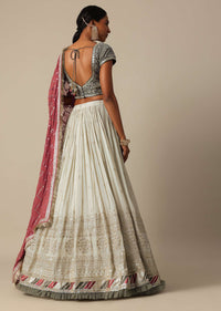 Grey Embroidered Lehenga Set With Zardozi Work