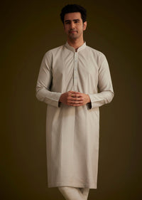 Grey Kurta Set With Pintuck Detailing