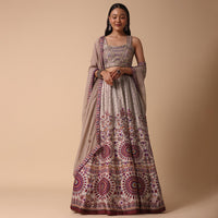 Grey Lehenga With Embroidered Choli And Dupatta