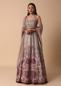 Grey Lehenga With Embroidered Choli And Dupatta