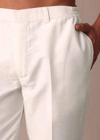 Grey Linen Kurta With Embroidered Yoke