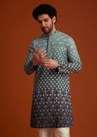 Grey Ombre Embroidered Kurta Pant Set