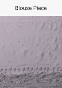Grey Printed Festive Saree With Embroidery In Satin Organza