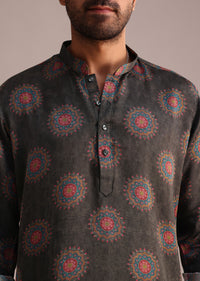 Grey Printed Kurta Set