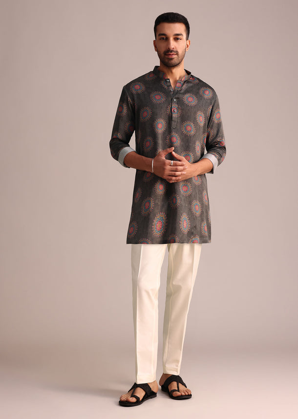 Grey Printed Kurta