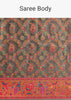 Grey Satin Silk Saree With Jaal Work And Zari Peacock Motif Border