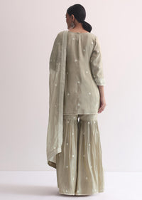 Grey Sequin Embroidered Sharara Set