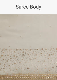 Grey Sequins Embellished Tissue Saree