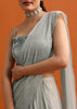 Grey Sequins Ready Pleated Saree