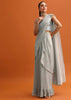 Grey Sequins Ready Pleated Saree