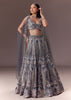 Grey Shimmer Net Lehenga Set With Cape Style Dupatta