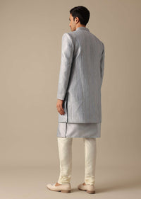 Grey Silk Sherwani And Kurta Set