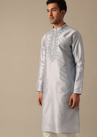 Grey Silk Sherwani And Kurta Set