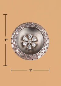 Gunmetal Grey Round Studs With Crystals In Floral Motif And Bugle Beads Online - Kalki Fashion