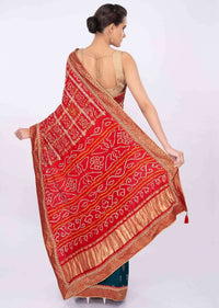 Half and half saree with crushed bandhani pallo only on kalki