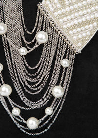 Half and half style fancy party wear necklace in chain string and fabric base