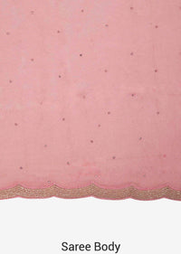 Half and half baby pink saree in Chantilly lace  highlighted in kundan only on Kalki