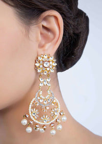 Heavy stones and kundan studded double layer earring only on Kalki